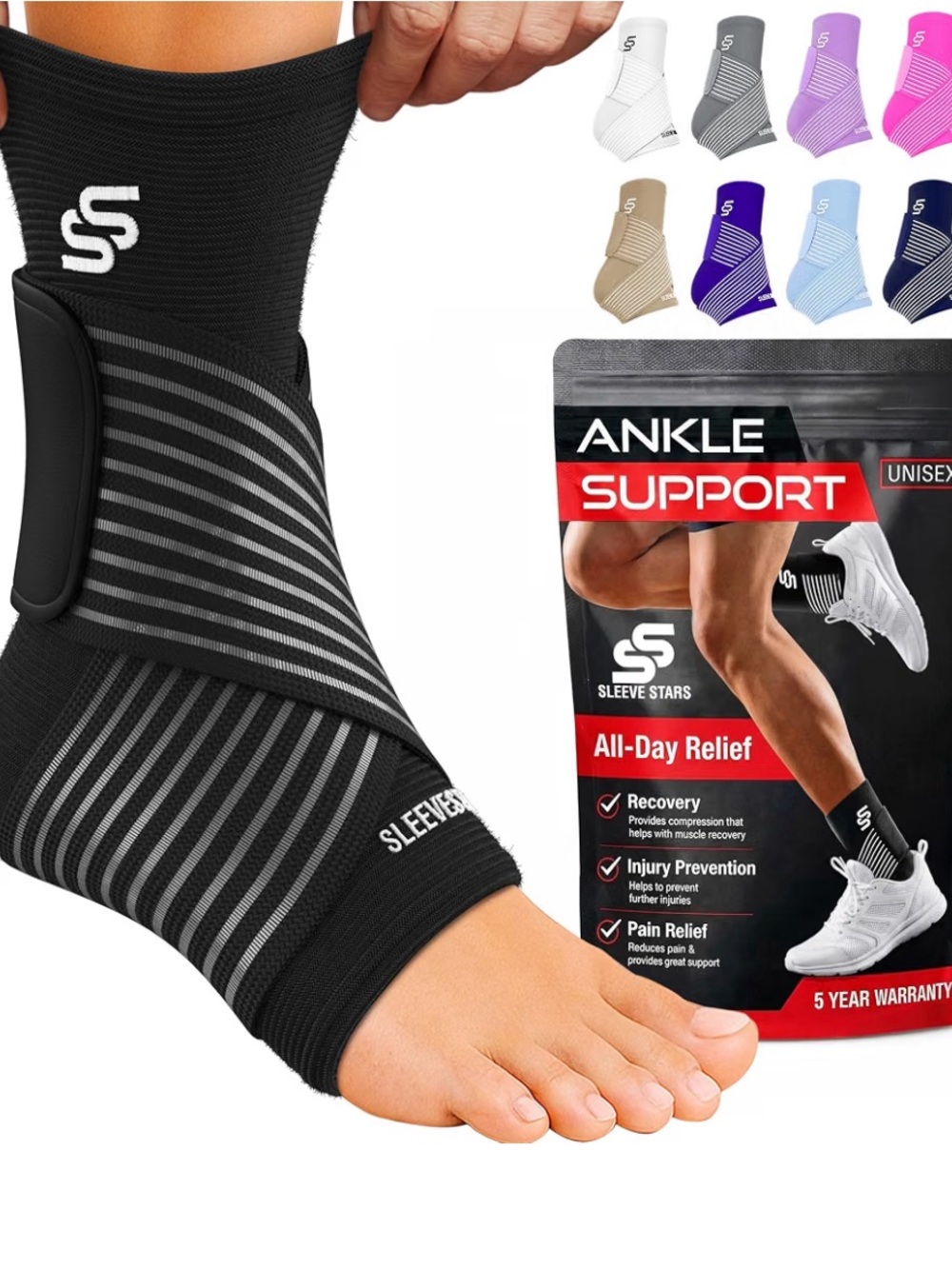 Black Ankle Support Sleeve - Men